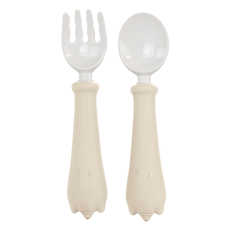 공룡 PPSU 긴 손잡이 포크 숟가락 카키