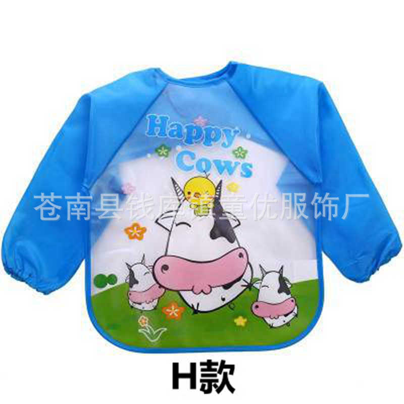 EVA para niños mono de bebé de manga larga a prueba de agua babero bebé sin lavado anti-sucio comer ropa de pintura ropa de babero de arroz