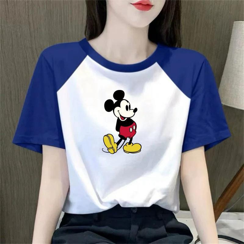 Clearance Sale: Fashionable Short-Sleeve T-Shirt for Moms, Summer Loose Fit Korean Style, Age-Reducing Black and White Color Block Cartoon Mickey Clearance Sale: Fashionable Short-Sleeve T-Shirt for Moms, Summer Loose Fit Korean Style, Age-Reducing Black and White Color Block Cartoon Mickey