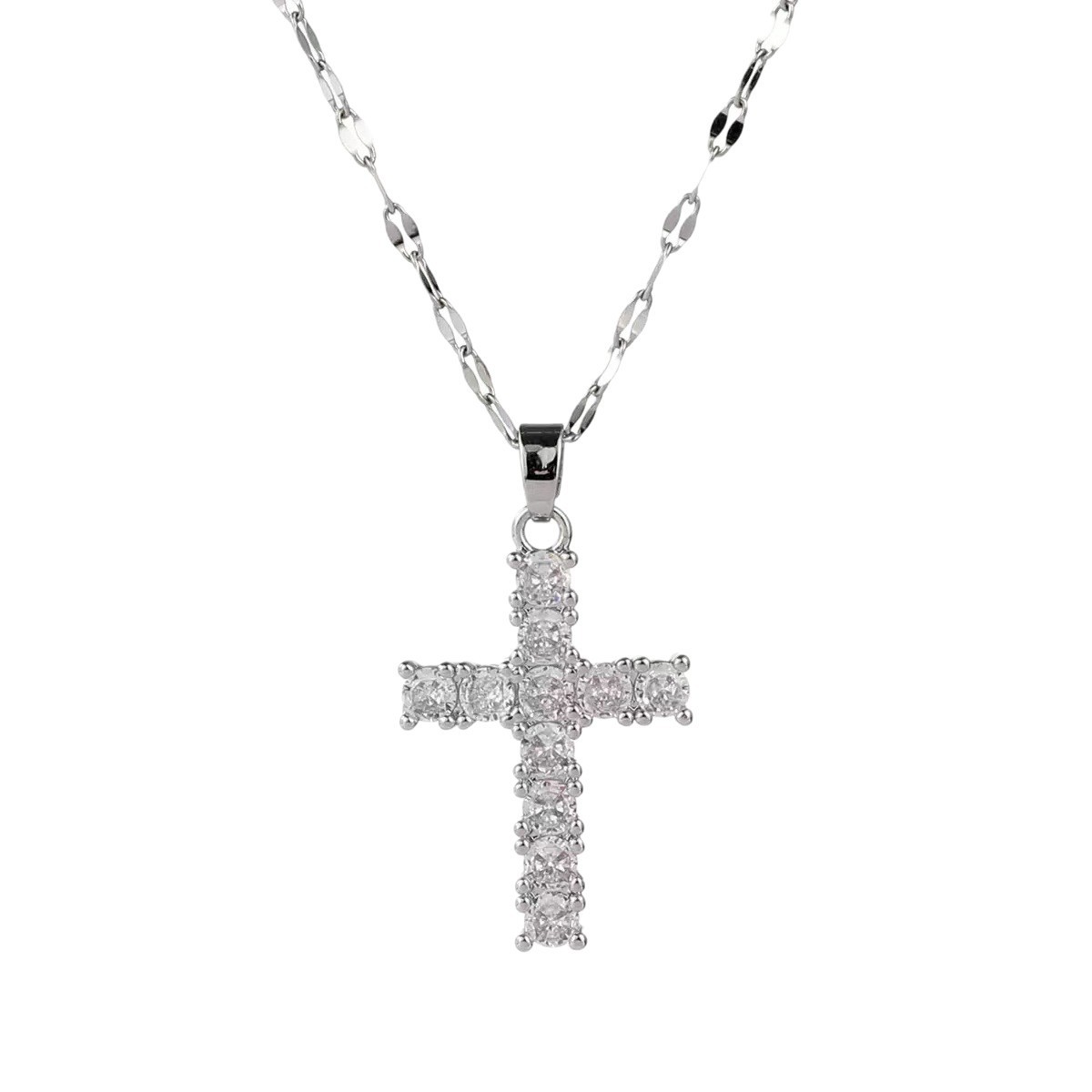 Collier Pendentif Croix Hip Hop Strass Style Luxe Pour Homme_voghion.com