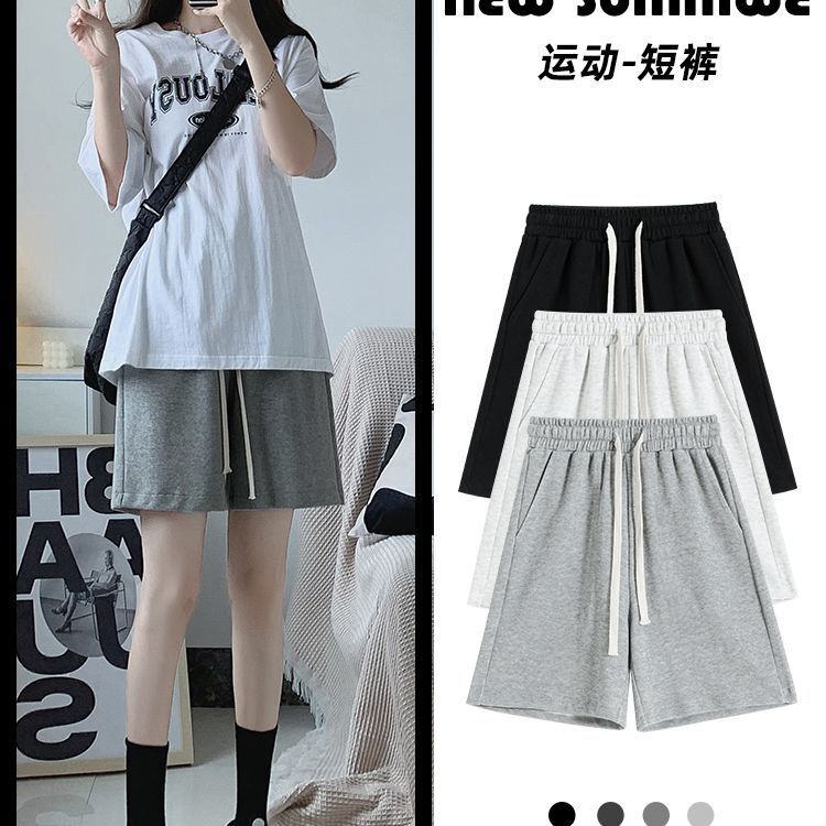 Women's Summer Thin Sports Shorts 2025 New Korean Style Mid-Length Gray Loose Straight Casual Wide-Leg Knee-Length Shorts Women's Summer Thin Sports Shorts 2025 New Korean Style Mid-Length Gray Loose Straight Casual Wide-Leg Knee-Length Shorts