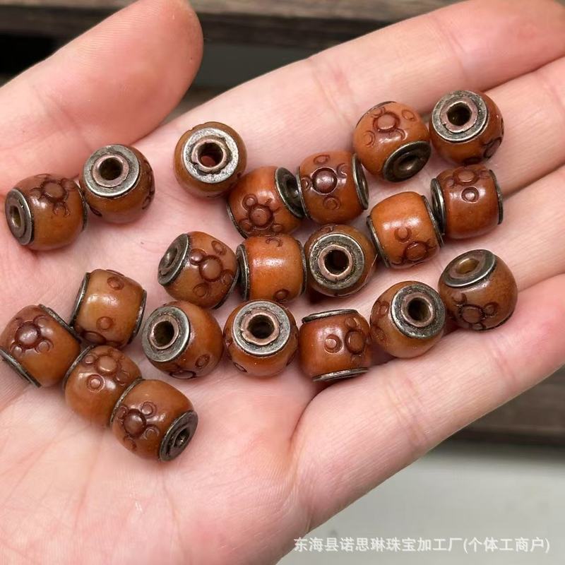 藏式回流驼骨老料三通阿呆天珠跑环散珠配件DIY文玩饰品配件批发|undefined