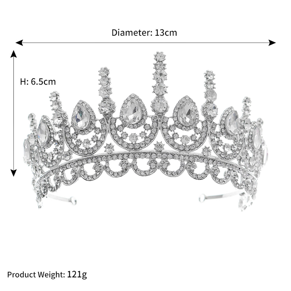 European And American Retro Silver Bridal Crown Wedding Photography And Makeup Tiara Princess Birthday Luxury Crystal Crown