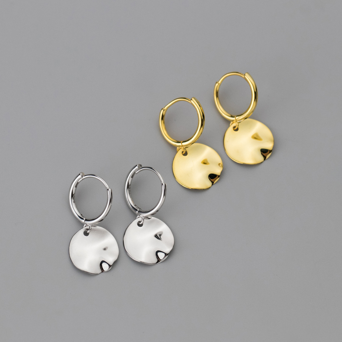 Eloch s925 plata irregular disco auriculares coreana pequeña personalidad joyas de orejas M04153