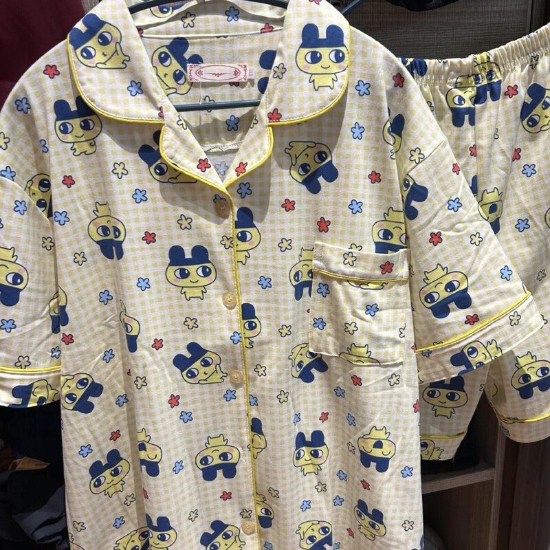 Tama-Chan Pajamas Summer Short-Sleeve Plaid Cardigan Internet Celebrity Style Japanese Pure Cotton Summer Loungewear Tama-Chan Pajamas Summer Short-Sleeve Plaid Cardigan Internet Celebrity Style Japanese Pure Cotton Summer Loungewear
