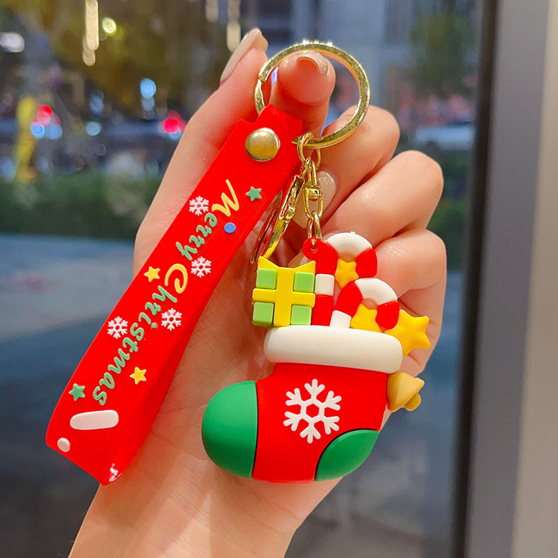国境を越えたサンタクロースのキーホルダークリスマスペンダントクリスマスツリートナカイ人形バッグキーホルダープレゼント卸売り|undefined