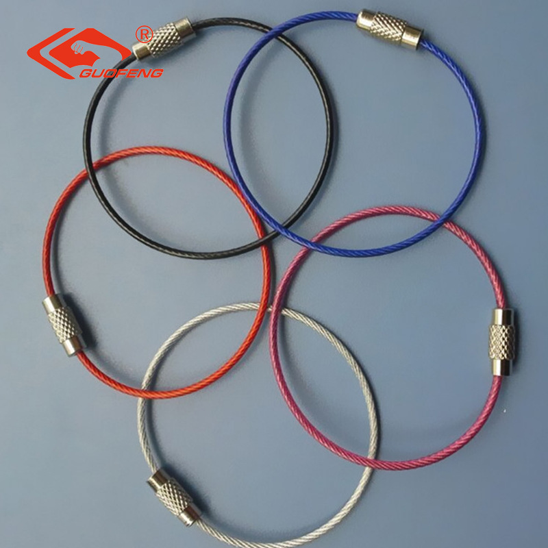 Acero inoxidable 304 anillo de etiqueta colgante llavero de color PVC empaquetado anillo de alambre de etiqueta de equipaje