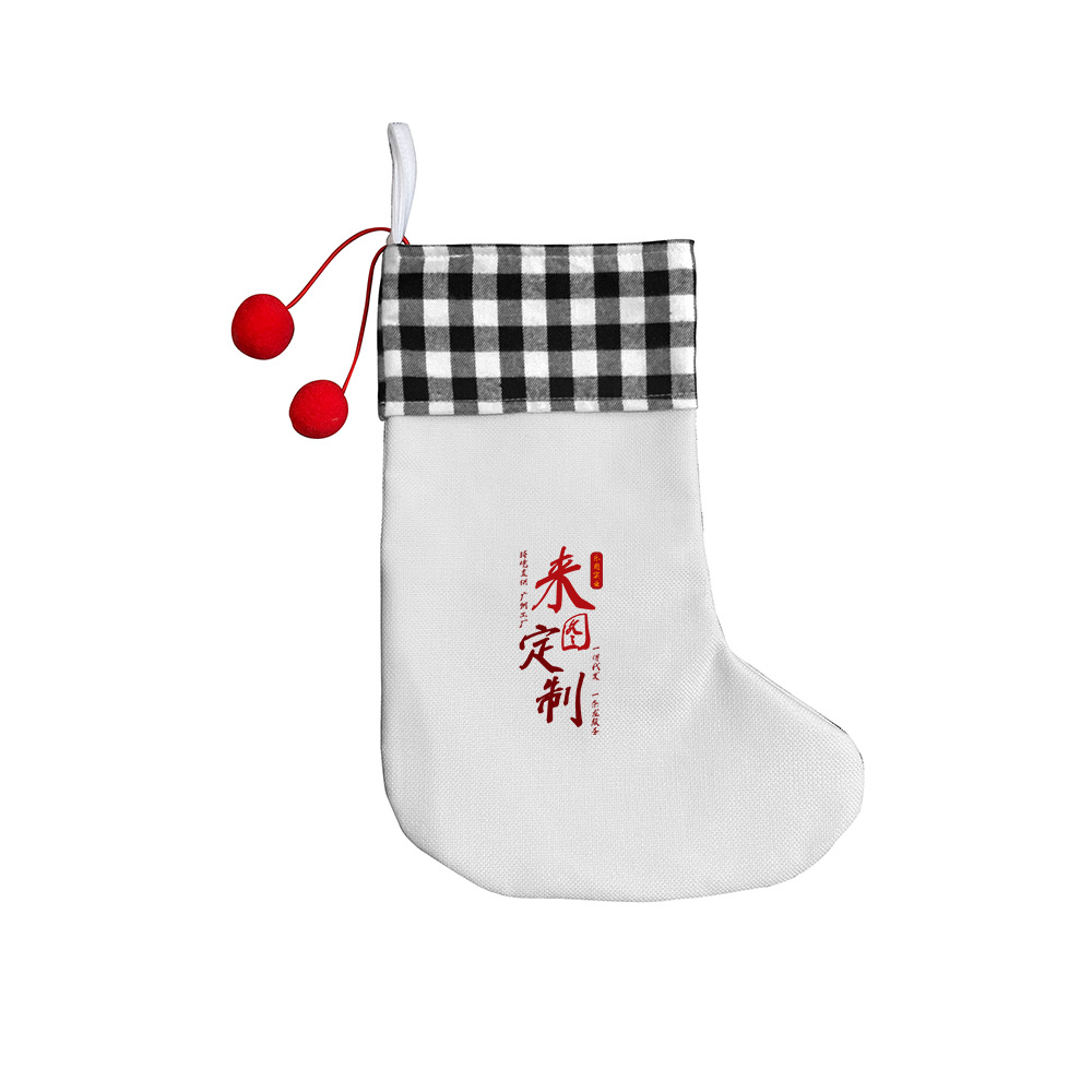 Personalizado con algodón de hortenida calcetines de Navidad calcetines de tela cuadrada a lo largo de bolsas decorativas de árbol de Navidad xqds0436a
