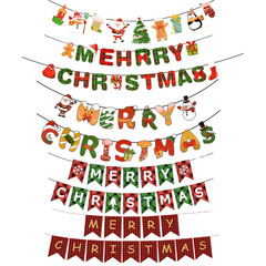 クリスマスバナー クリスマスツリー装飾用品 フラッグ クリスマスシーンレイアウト パーティー紙吊り旗バナー スパイラル