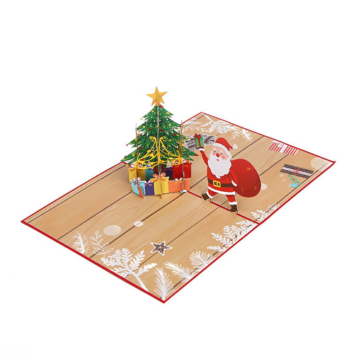 New Christmas 3D Greeting Card Creative 3D Santa Paper Sculpture 3D Greeting Card Holiday Greeting Card Wholesale