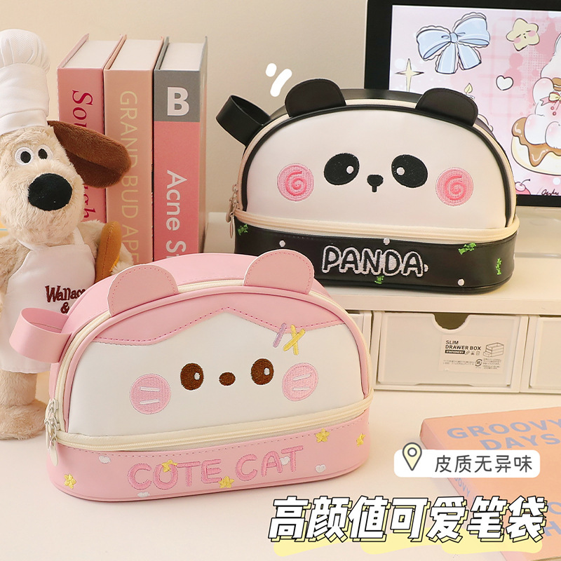 Bolsas de bolígrafo de gran capacidad de almacenamiento impermeable bolsa de maquillaje bolsas de papelería estudiantes bolsa impermeable PU bolsa pequeña bolsa de almacenamiento al por mayor