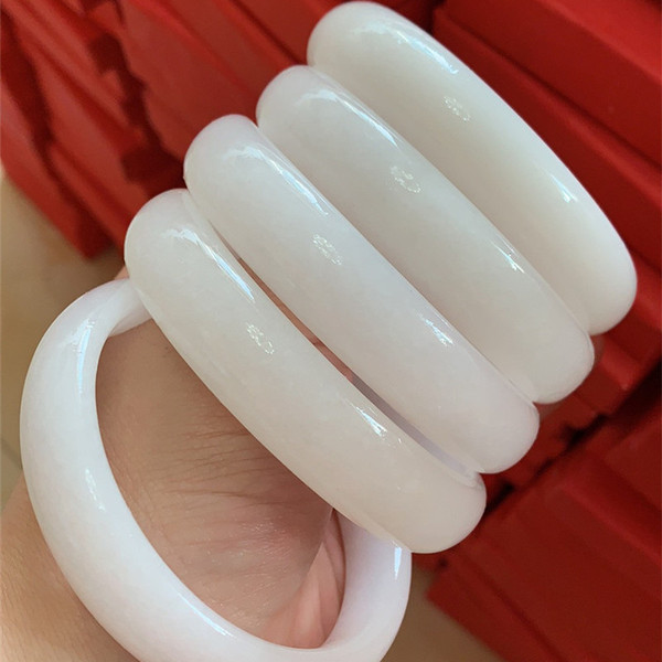organic women's bracelet white jade