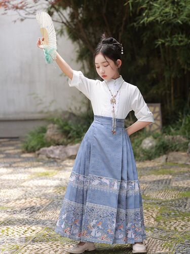 Children's Mamian Skirt Girl's Hanfu Ming Style Literary Retro Chinese Style Improved Tang Suit Embroidered Hanfu Set New Arrival