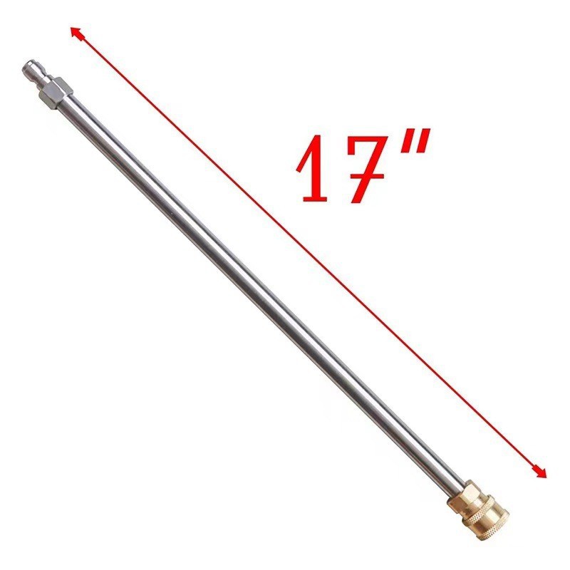 High-pressure water gun extension rod with quick plug 17inch stainless steel extension rod 1/4 male-female quick connect extension rod