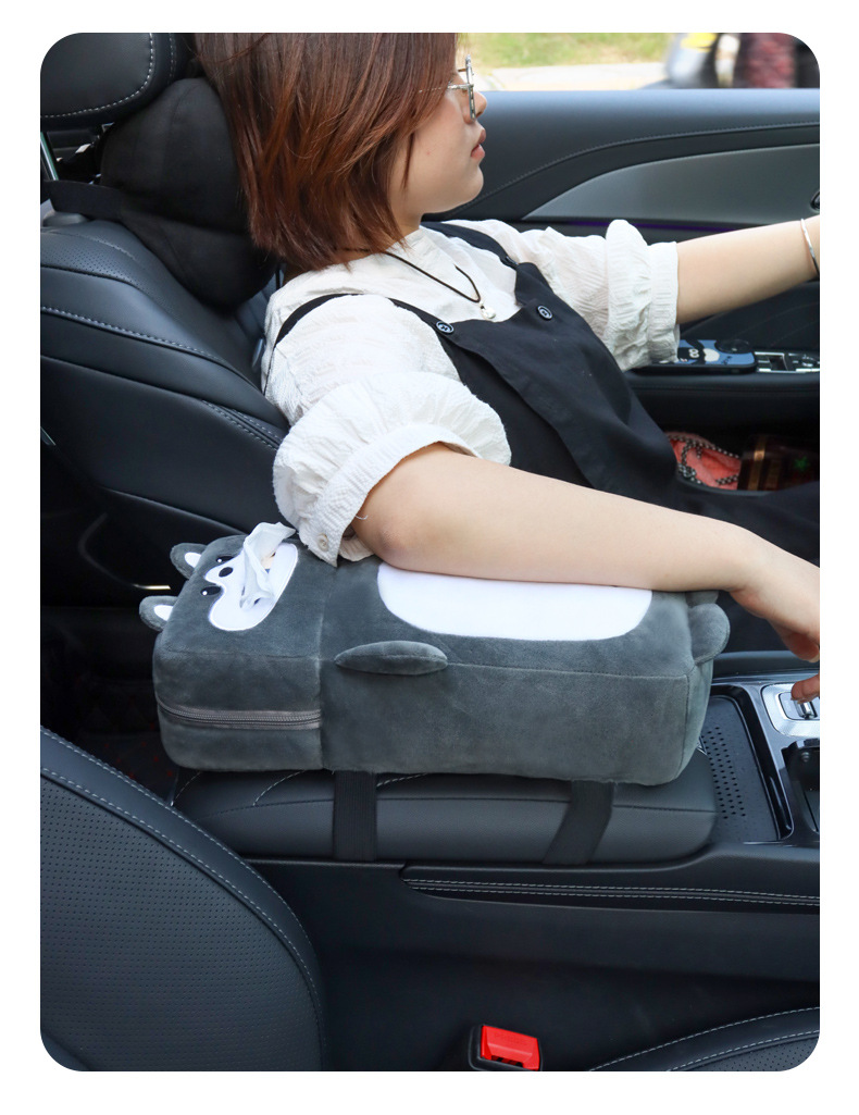 Creative car tissue box car armrest box cushion paper box car cute cartoon plush paper decoration