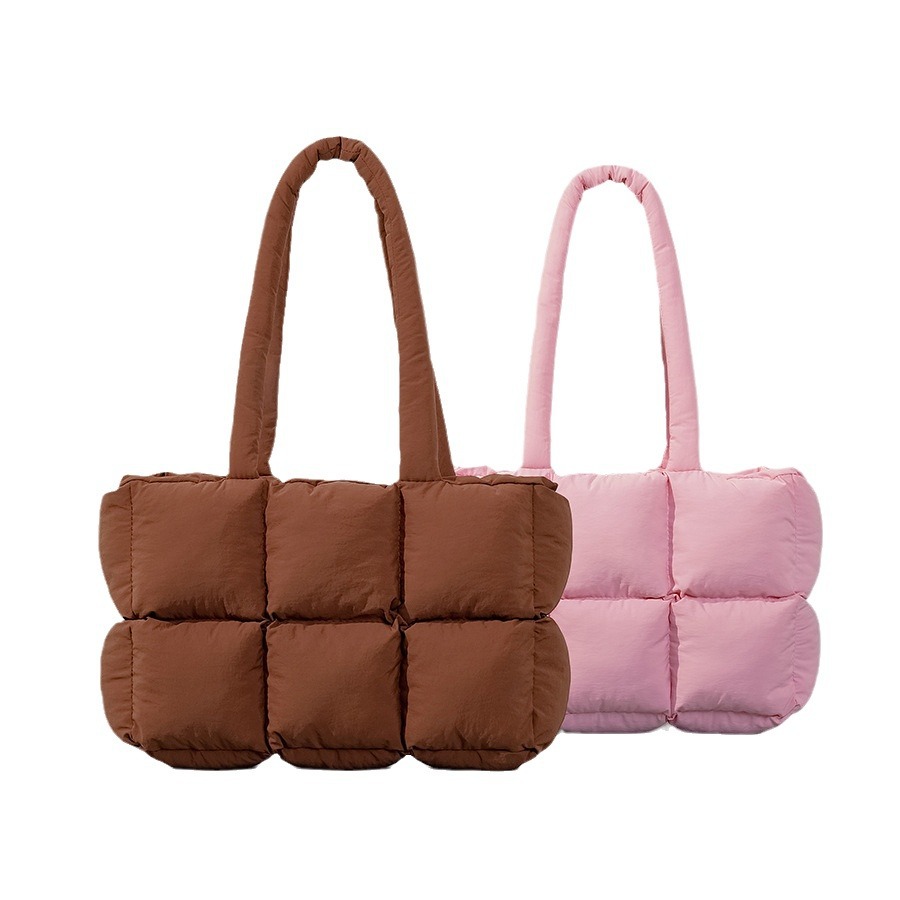 Nuovo sacco a pelo in cotone imbottito morbido, grande capacità, leggero, in cotone, borsa tote in cotone alla moda, semplice e femminile_voghion.com