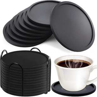 Cross-Border Popular Non-Slip Round Coasters Food Grade Silicone Simple Placemats Silicone Coasters with Printable Patterns