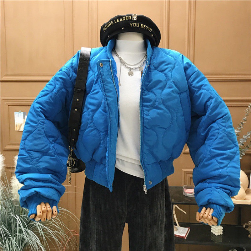 2022 Autumn and winter new pattern Korean Edition Easy With cotton Jacket Short coat thickening Cotton mlb student jacket