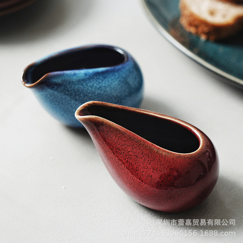 Cross-border kiln-fired ceramic dipping sauce pot, creative home-use Western-style steak sauce pot, kitchen tableware, vintage milk jug