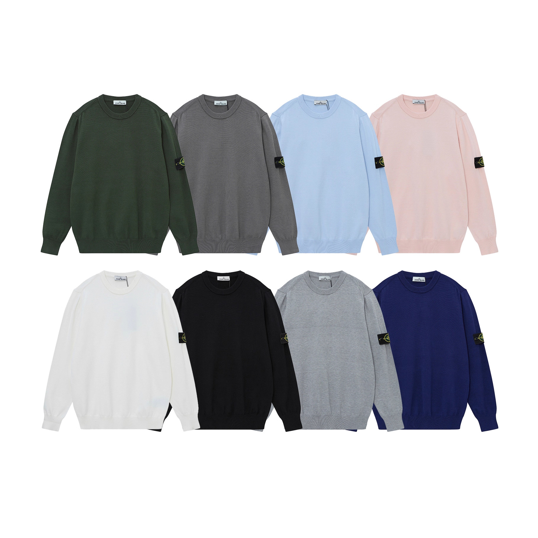 Cross-Border Stonesland Stone Island Autumn and Winter Solid Color Short-Sleeved Sweater Long-Sleeved Armband Couple Knitwear