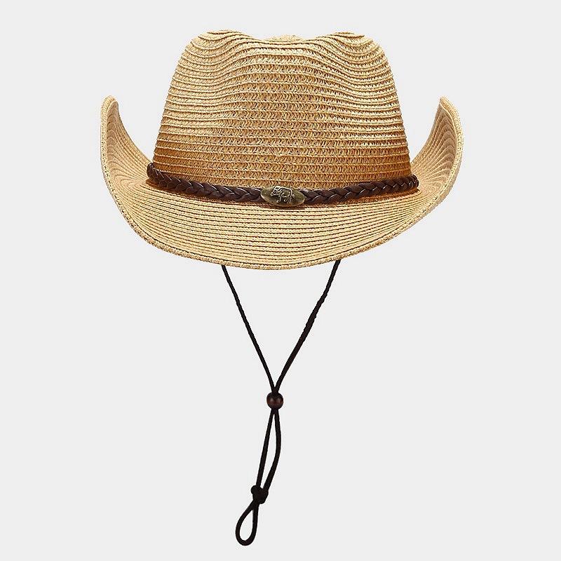 Unisexe Vacances Bande Couleur Unie Chapeau De Paille display picture 3