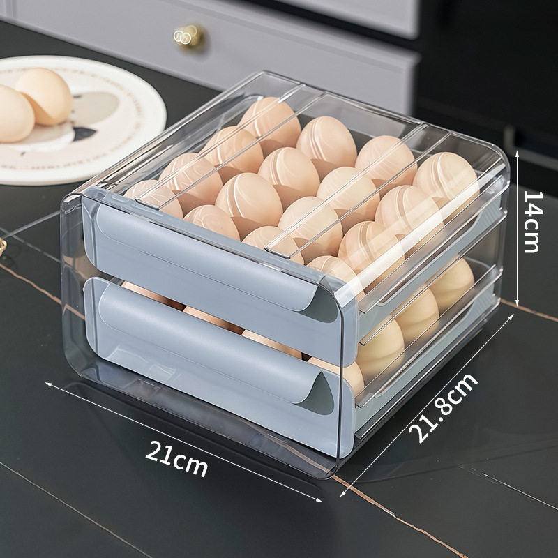 Refrigerador doméstico, caja de huevos de cocina, caja de huevos de cajón transparente, caja de preservación de huevos de cocina, gran capacidad de huevos de rotación