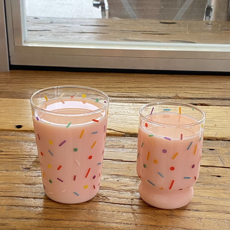 小众彩带撞色高硼硅玻璃杯 耐高温咖啡杯简约线条水杯冷饮杯 新年|undefined