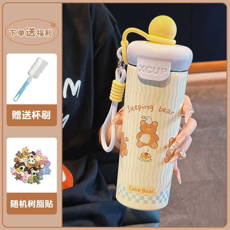 新しいポータブルストローカップ、二層ステンレス鋼断熱カップ、見栄えの良いコーヒーカップ、かわいい漫画のウォーターカップ|undefined
