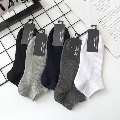 Socks Men's Short Socks Autumn Combed Cotton Men's Boat Socks Solid Color Double Needle Cotton Socks Breathable Deodorant Shallow Mouth Men's Socks Wholesale