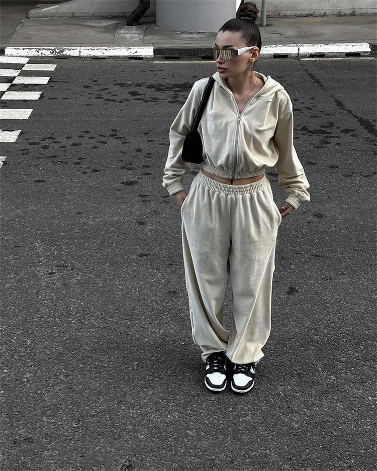 469g Weight Long Sleeve Sleeve Length Cotton Blend Fabric Type Pant Co-ord Set Sets Type 2 Pieces Set Quantity Casual, Daily, Street Occasion Hooded Neckline Loose Fit Type Solid Color Pattern Spring, Autumn Season Women's Gender Simple Style Style Casual Daily Street Women's Simple Style Solid Color Cotton Blend Pant Co-ord Set Pants Sets 无