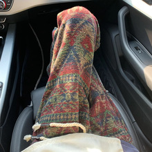 个性脏脏风裤子男款春秋民族风提花阔腿裤美式vintage直筒休闲裤