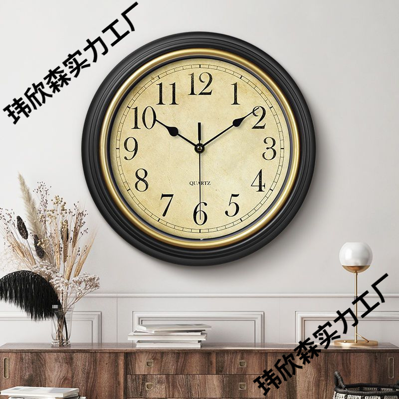 欧式钟表挂客厅挂墙家用美式复古挂钟静音时钟装饰品石英钟免打孔