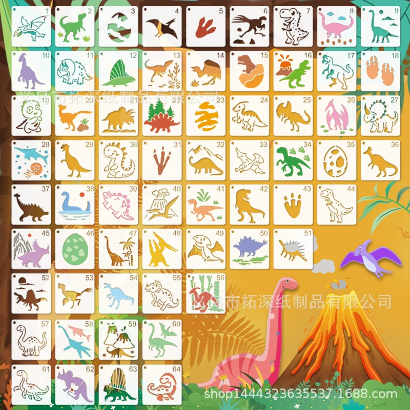 Трансграничный юрский шаблон для рисования динозавров с вырезами в виде струйного граффити DIY детский мультяшный рисунок животных