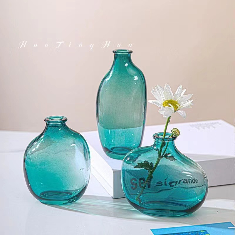 Crooked Neck Small Glass Vase Hydroponic Flower Vase Living Room Desktop Decoration Glass Bottle Creative Home Decoration