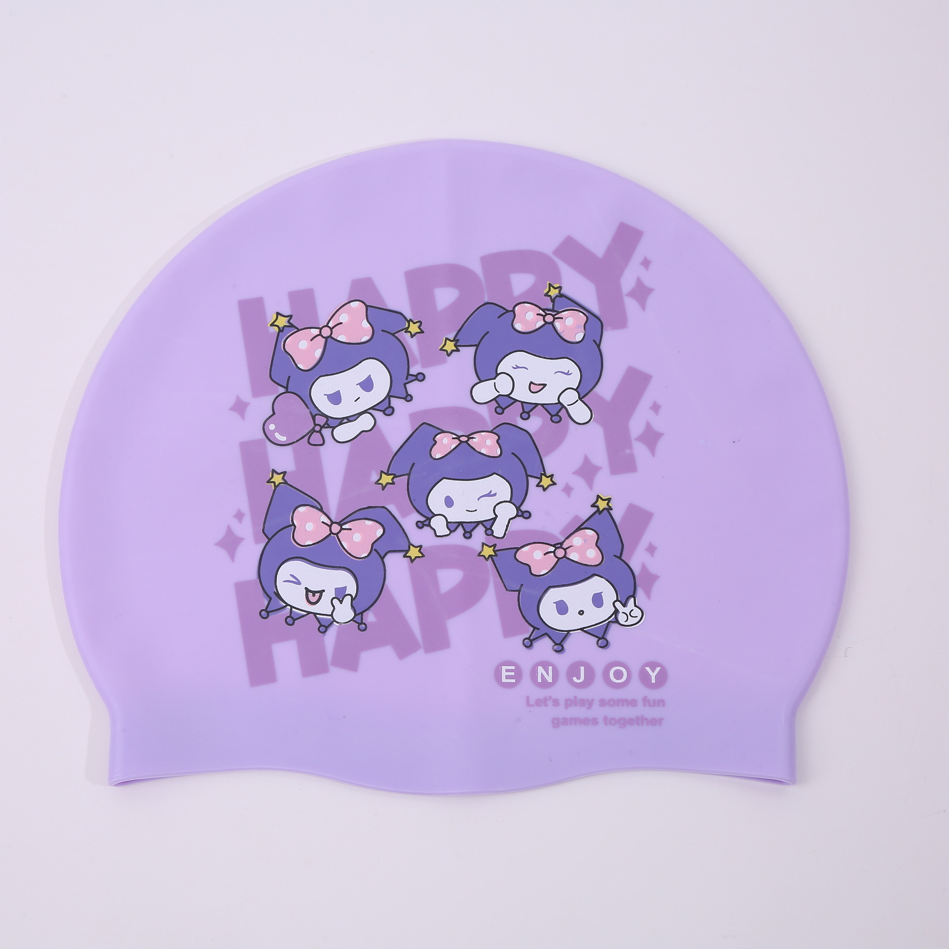 Gorro de baño de dibujos animados de silicona para niños, cabello largo para niñas, protección para los oídos impermeable, sin estrangulamiento, lindo gorro de natación, equipo de natación