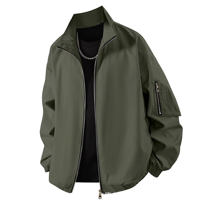 Spring and Autumn Men's Casual Jacket American Trendy Flight Jacket Windproof Waterproof Zipper Design Large Size Baseball Uniform