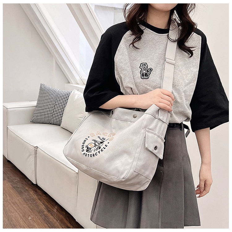 Wholesale large-capacity casual commuting women's single-shoulder bags, Korean-style trendy and fashionable handbags, LOGO printed canvas bags undefined