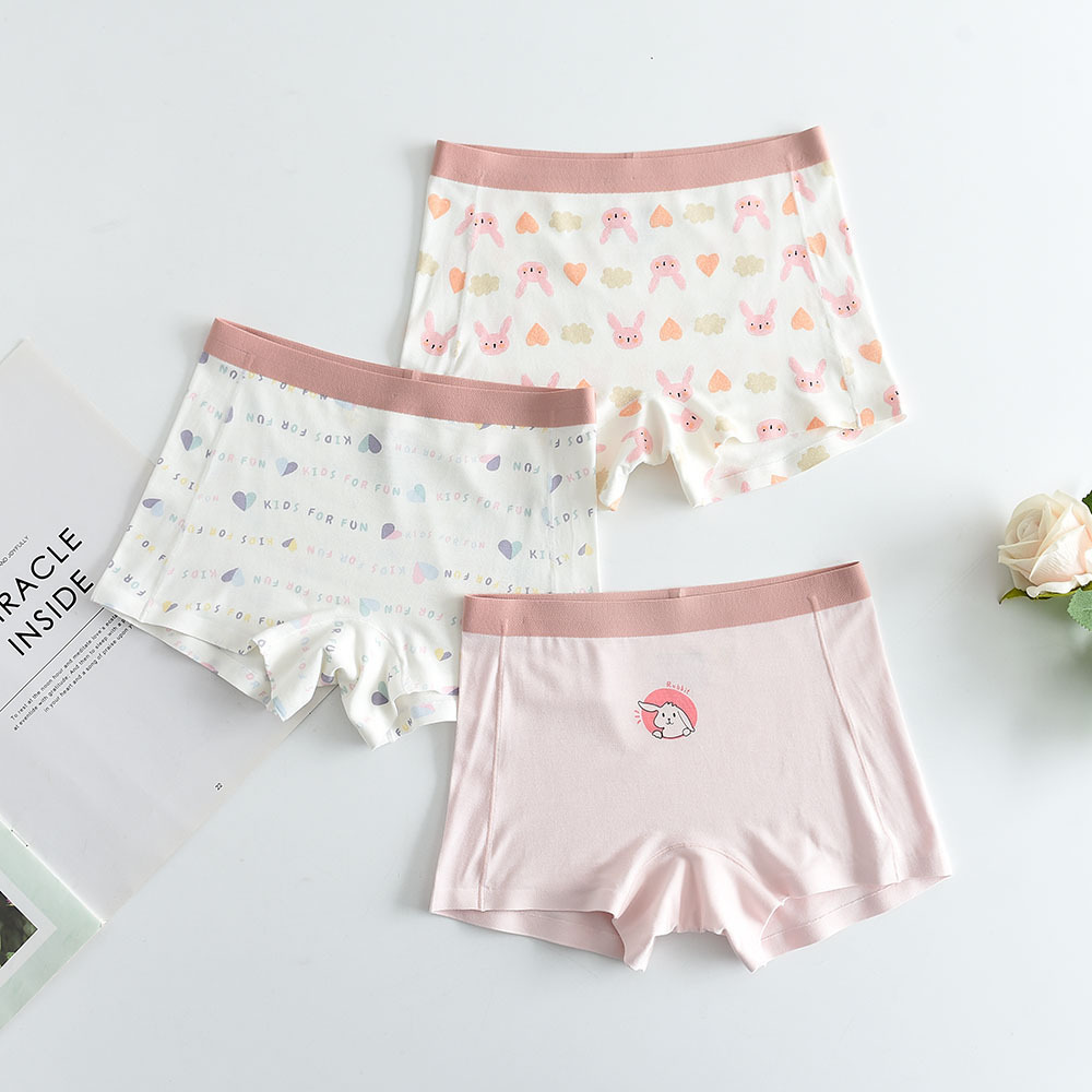 ETXGB22 recycled fiber underwear for children and girls skin-friendly modal shorts letters three-pack boxers