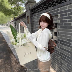 CallmeEar//奶油舒芙蕾连帽针织开衫女早秋显瘦拉链短款上衣