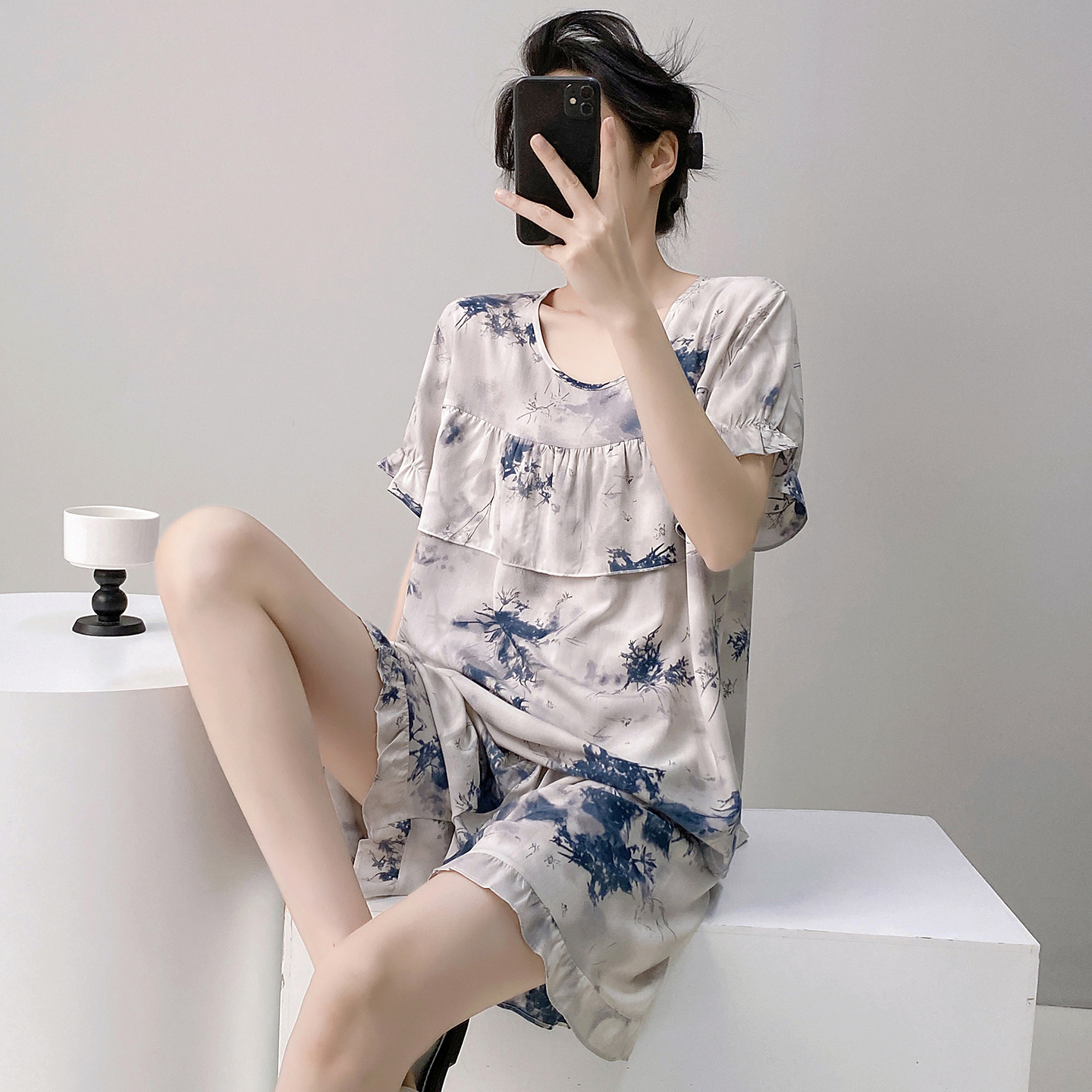 Ink-colored blue and white