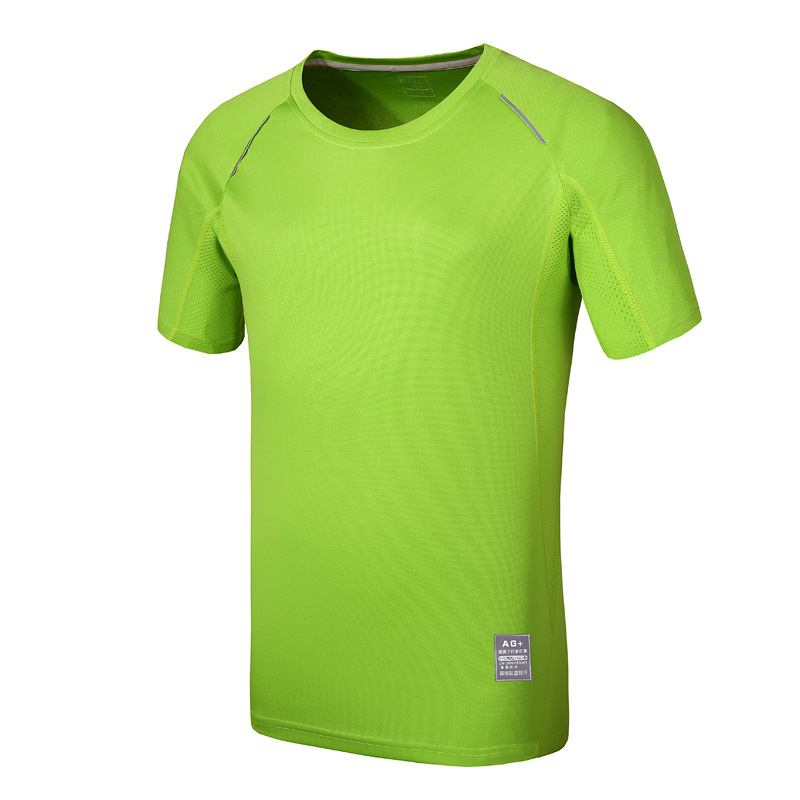 Ag de alta gama antibacteriano desodorante sudor absorción cuello redondo camiseta de publicidad deportiva reflectante de manga corta camiseta de secado rápido camiseta personalizada