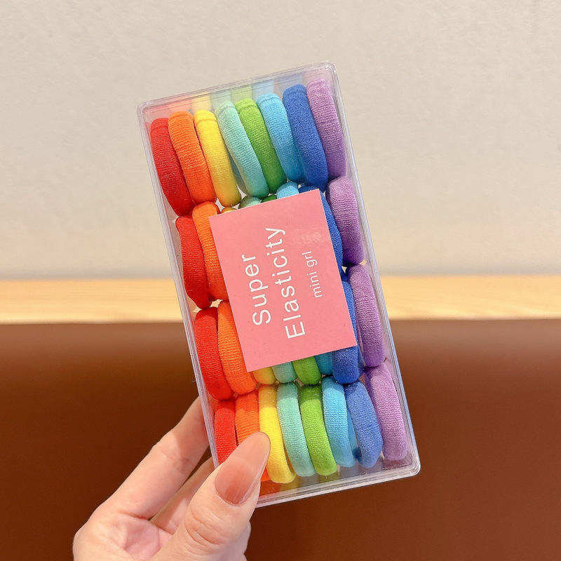 2025 nuevo anillo de cabello para niños de color sólido grueso toalla gruesa cuerda de cabello no es fácil de romper elástica cola de caballo tocado de banda de goma