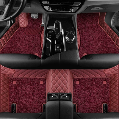 Ayaqaltılar (Kovriklər) Ring Floor Mats Car Interior Waterproof - burgundy-burgundy-imitation-cashmere-double-layer-foot-pads