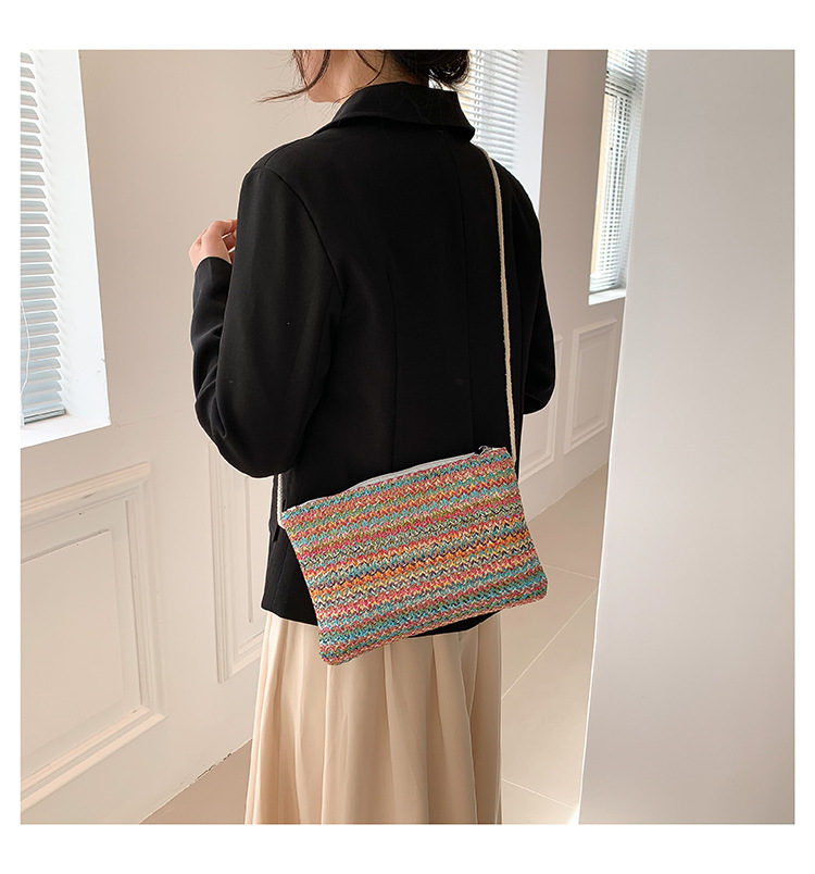 Women's Straw Stripe Basic Vintage Style Square Zipper Straw Bag display picture 7