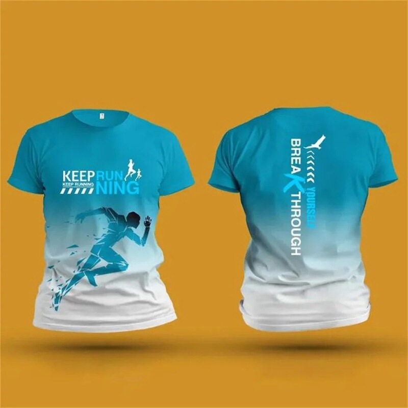 Running Sports 3D Printed Summer Unisex Short-Sleeved T-Shirt for Fitness and Outdoor Activities, Quick-Drying, Loose and Comfortable