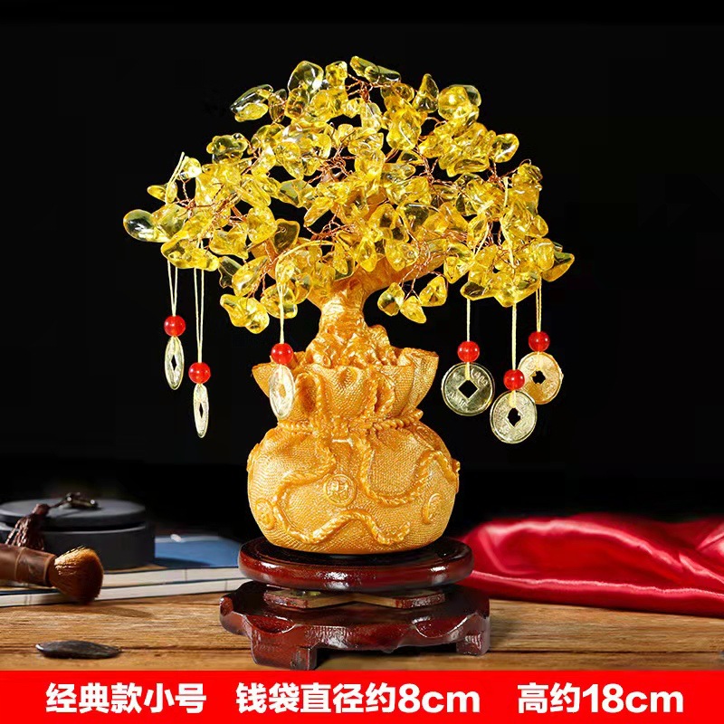 Citrino dinero árbol decoración pequeña fortuna árbol casa creativa vino gabinete decoración del hogar sala de estar TV gabinete fortuna árbol