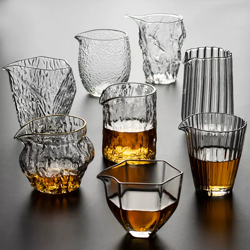 家用多种锤纹玻璃公道杯  高硼硅茶海分茶器装茶器茶具配件