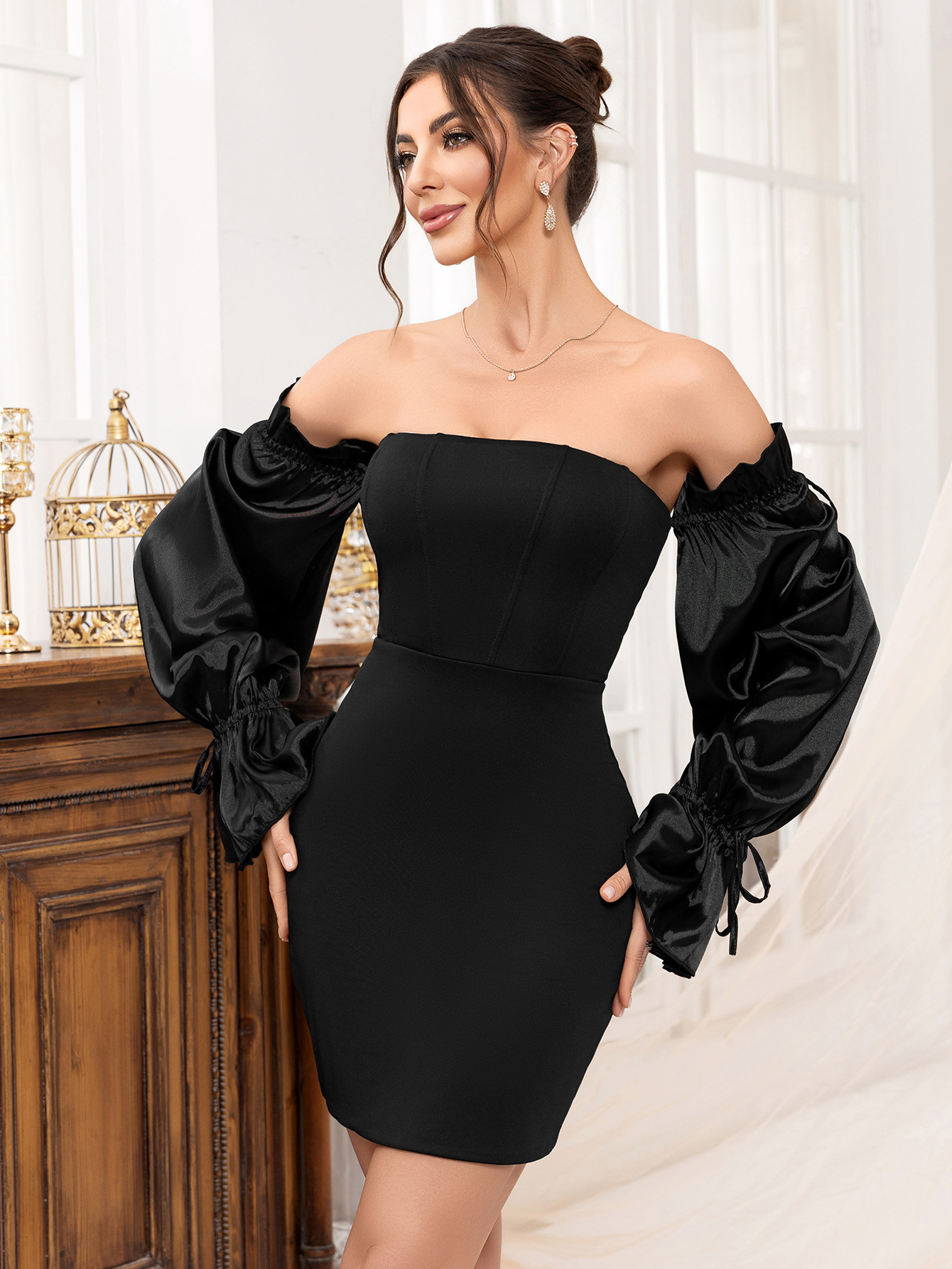 Amazon elegante vestido europeo y americano vestido de noche 2025 vestido de dama de honor vestido de malla venta caliente comercio exterior
