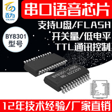 串口语音芯片 MP3音乐IC 支持插USB 外挂FLASH U盘 BY8301-24QS