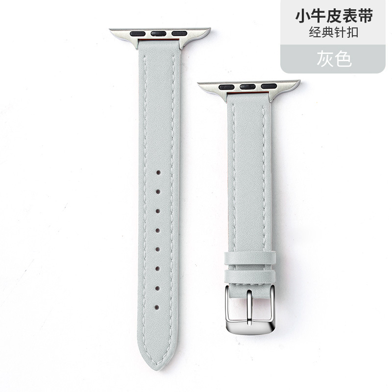 Adecuado para iwatch4/5/6/7/8/se Apple delgada capa superior de cuero hebilla Correa 14mm Apple correa de cuero